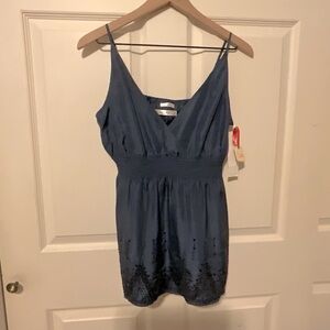 Vintage | Top | Silk Spaghetti Strap Top with Black Sequins